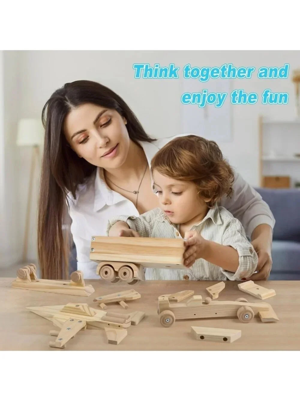 DIY Wooden Model Building Kit - 3 Pack Fighter Jet, Truck, Race Car - Arts